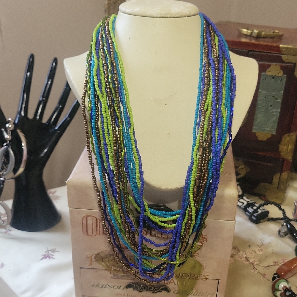 MCM Multicolor Beaded Necklace 26"